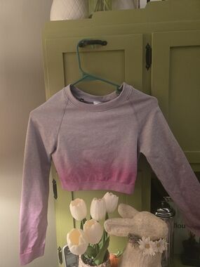 GymShark Adapt Ombre seamless long sleeve crop M gray pink athletic